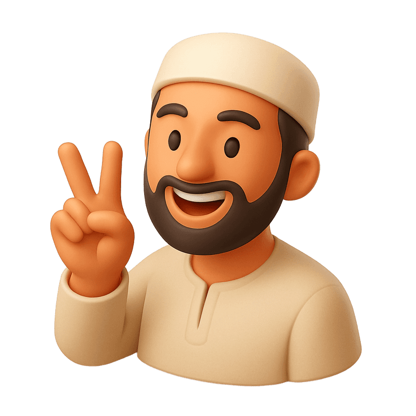 Illustration d'une personne souriante faisant un signe de paix, représentant l'accueil chaleureux de notre communauté